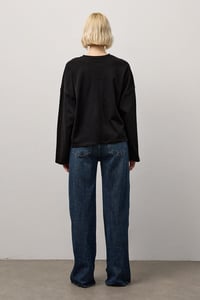 Siyah Dikiş Detaylı Bisiklet Yaka Basic T-Shirt