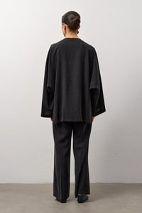 Siyah Kimono Form Hafif Dökümlü Takım