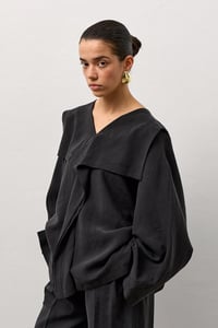 Siyah Kimono Form Hafif Dökümlü Takım