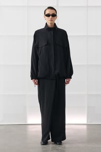 Siyah Oversize Dik Yakalı Bomber Ceket