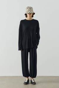Siyah Oversize Uzun Kol Basic Body