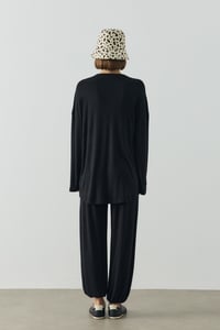 Siyah Oversize Uzun Kol Basic Body