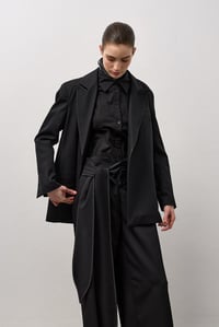 Siyah Özel Dikiş Detaylı Blazer Ceket