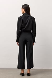 Siyah Pens Detaylı Culotte Pantolon