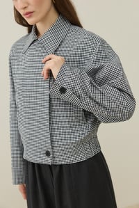 Siyah Pötikare Desenli Mini Bomber Ceket