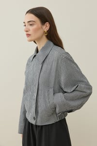 Siyah Pötikare Desenli Mini Bomber Ceket