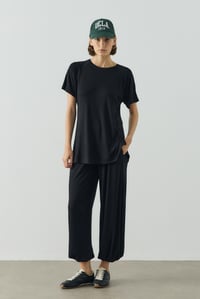 Siyah Reglan Kol Basic Kısa Kol Body
