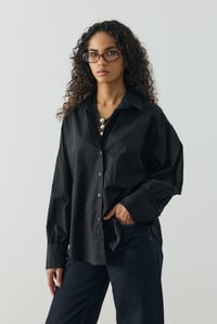 Siyah Relaxed Fit Basic Gömlek