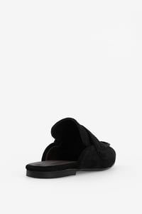 Siyah Süet Bantlı Loafer Terlik