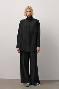 Siyah Tek Cepli Oversize Gömlek
