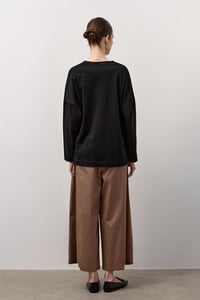 Siyah V Yaka Uzun Kollu Basic T-Shirt