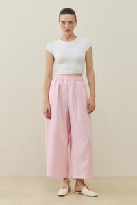 Toz Pembe Barrel Fit Keten Pantolon