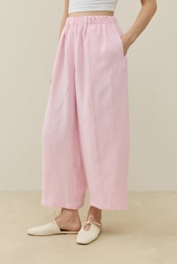 Toz Pembe Barrel Fit Keten Pantolon