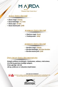 Fonksiyonlu Gümüş-Siyah Renk 10 ATM Su Geçirmezlik Çelik Kasa Erkek Kol Saati 2540MR