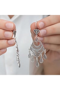Gümüş Ayyıldız Telkari Sallantılı Kadın Küpe  T8287MR