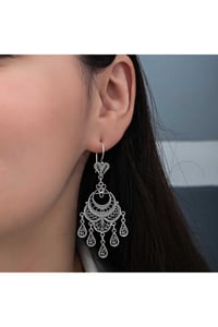 Gümüş Ayyıldız Telkari Sallantılı Kadın Küpe  T8287MR