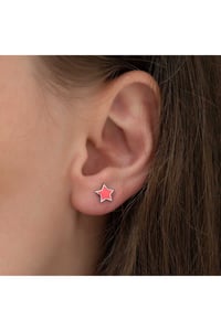Gümüş Fosforlu Pembe Yıldız Küpe  T4777MR
