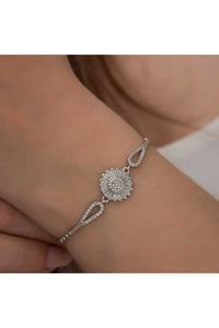 Gümüş Rodyum Baget Taşlı Sonsuzluk Bileklik  T5310MR