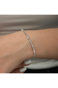 Gümüş Üç Damla Taşlı Su Yolu  Bileklik  T4714MR