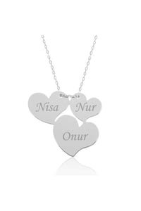 Gümüş Üç Kalp İsimli  Kolye  PT0580196MR