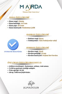 Otomatik Siyah-Beyaz Renk Çelik Kasa Erkek Kol Saati G11615MR