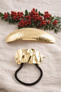 Silver Wave Gold Saç Tokası & Lastik Seti Gold