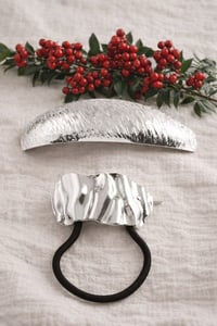 Silver Wave Gümüş Saç Tokası & Lastik Seti Silver
