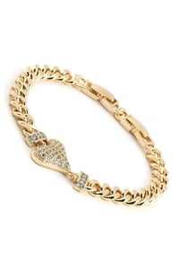 VIP 14 K Kalp Zirkon Taşlı Gold Zincir Bileklik Gold