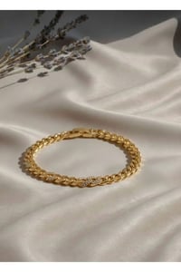 Vıp 14 K Şık Taşlı Gurmet Zincir Kadın Bileklik Gold