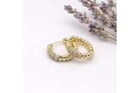 Vıp 14 K Taşlı Form Detaylı Halka Küpe (17 Mm) Gold   