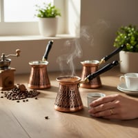 Bakır 3'lü Parazit Oyma Klasik Cezve