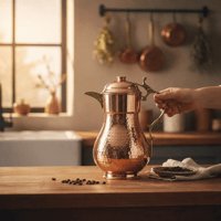 Copper Hand-Hammered Large Lidded Pitcher