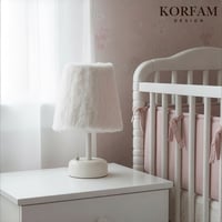 Beyaz Peluş Masa & Gece Lambası