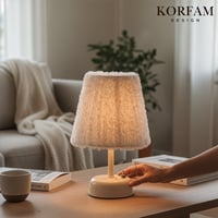 Beyaz Peluş Masa & Gece Lambası