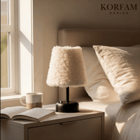 Beyaz Peluş Masa & Gece Lambası