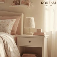 Beyaz Peluş Masa & Gece Lambası