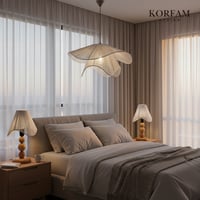 BREEZE Modeli - Avize & Abajur Set - Hasır El Yapımı Bohem Avize 2'li Ahşap Ayaklı Rustik Abajur Set - Beyaz
