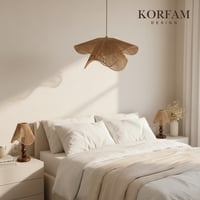 BREEZE Modeli Avize & Abajur Set - Hasır El Yapımı Bohem Avize 2'li Ahşap Ayaklı Rustik Abajur Set