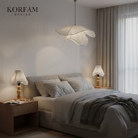 BREEZE Modeli - Avize & Abajur Set - Hasır El Yapımı Bohem Avize 2'li Ahşap Ayaklı Rustik Abajur Set - Beyaz