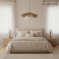 BREEZE Modeli Avize & Abajur Set - Hasır El Yapımı Bohem Avize 2'li Ahşap Ayaklı Rustik Abajur Set