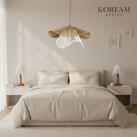 BREEZE Modeli Avize & Abajur Set - Hasır El Yapımı Bohem Avize 2'li Ahşap Ayaklı Rustik Abajur Set