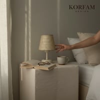 Krem Hasır Görünümlü Başlık Kablosuz Pilli Masa & Gece Lambası