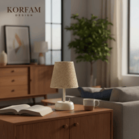 Krem Hazeran Görünümlü Başlık Kablosuz Pilli Masa & Gece Lambası