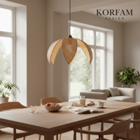 Krem Modern Hazeran Görünümlü Yapraklı Çiçek Şeklinde Bohem Avize