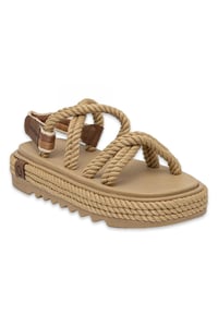 Bohonomad Bodrum Mid Platform Kadın Bej Sandalet BOD0012-MP