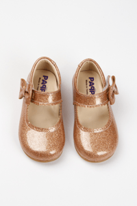 Paqpa Doria Kız Bebek Soft Tabanlı Bronz Simli Rugan Babet AB1001-14
