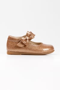 Paqpa Doria Kız Bebek Soft Tabanlı Bronz Simli Rugan Babet AB1001-14