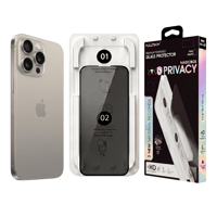 Fulltech MagicBox iPhone 15 Pro Max Premium Tempered Glass Aparatlı Ekran Koruyucu - Privacy