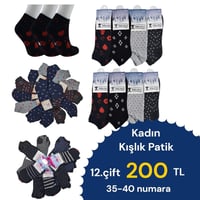 12 Çift Kadın Kışlık Patik Çorap