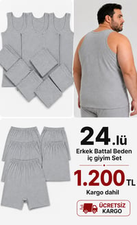 24 parça Battal Erkek iç Giyim Set Gri